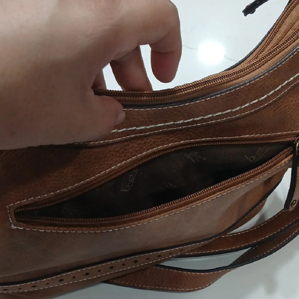 BOC Tan and Brown Women's Shoulder Bag Excellent Cond. All Man Made Materials - Picture 7 of 10
